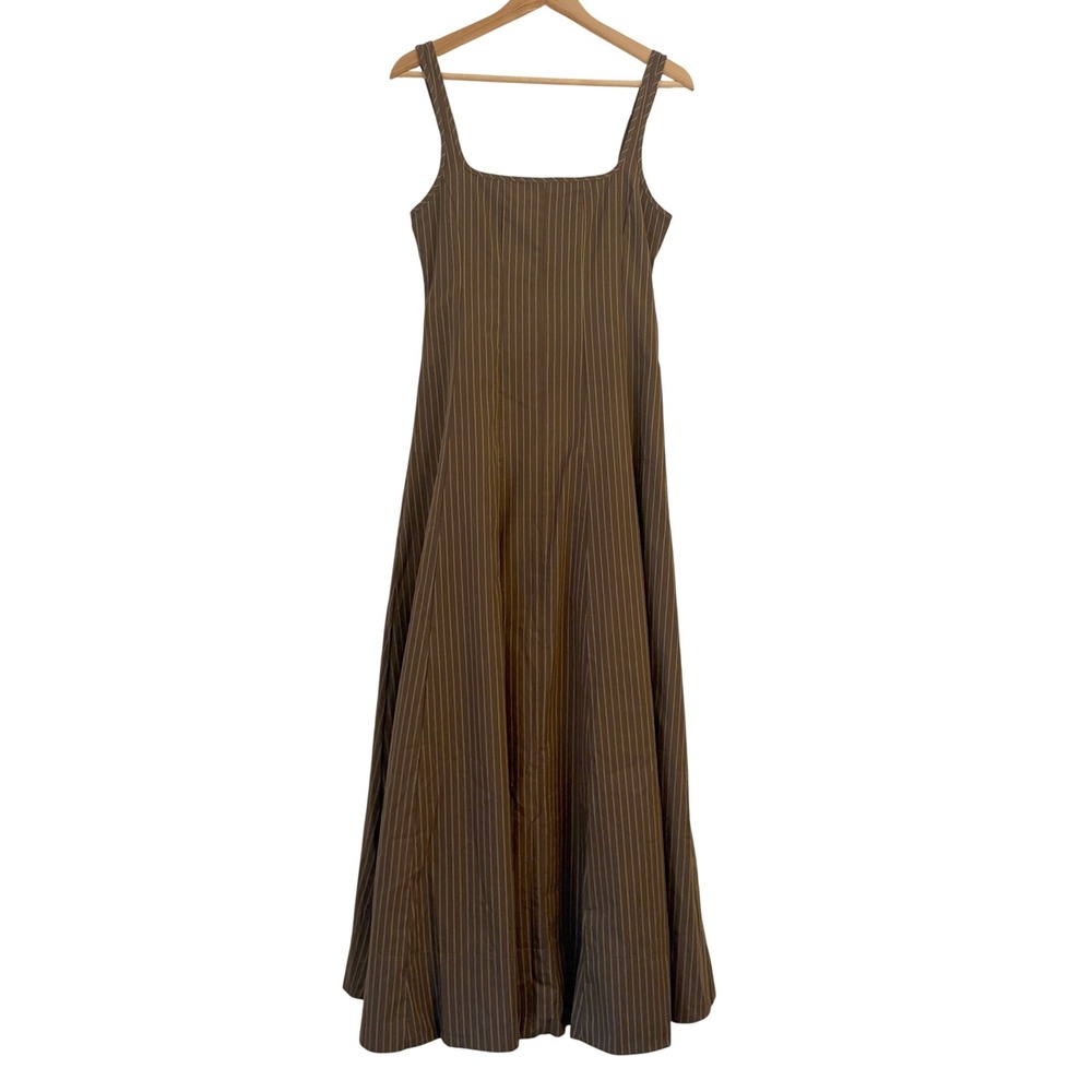 DISSH Riley Chocolate Stripe Midi Dress 4 European Summer Vacation Cotton NWT - Picture 3 of 16